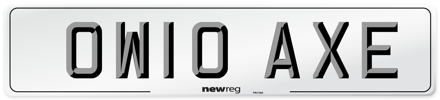 OW10 AXE Number Plate from New Reg
